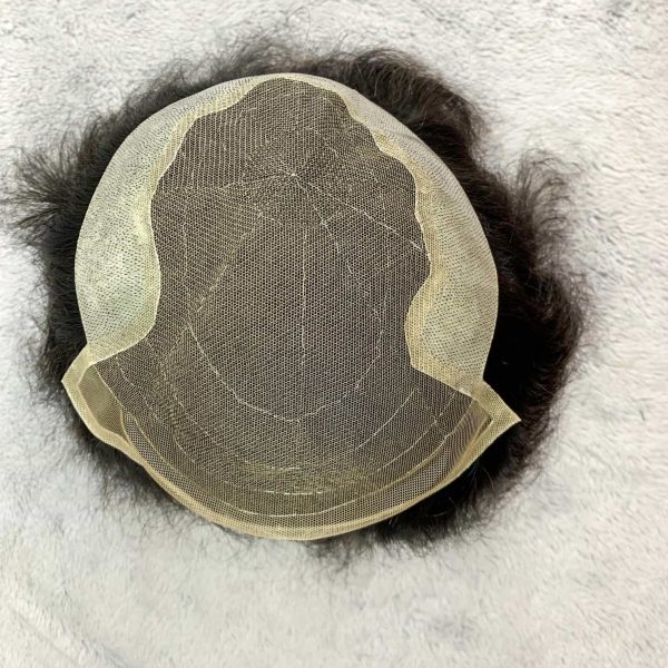 tóc giả cho nam che hói nguyên đầu bằng tóc thật - Mẫu Q6-01 - Ảnh 3